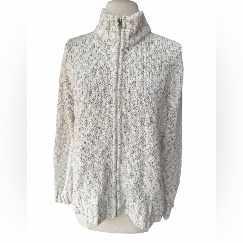 Y2K Croft & Barrow Marl Knit Mock-Neck Full Zip Cardigan